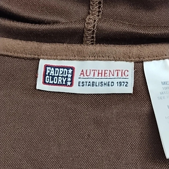 Rusty Brown Soft Comfy Faux Suede Hoodie Zip Front Jacket Med 8/10 - Picture 7 of 11